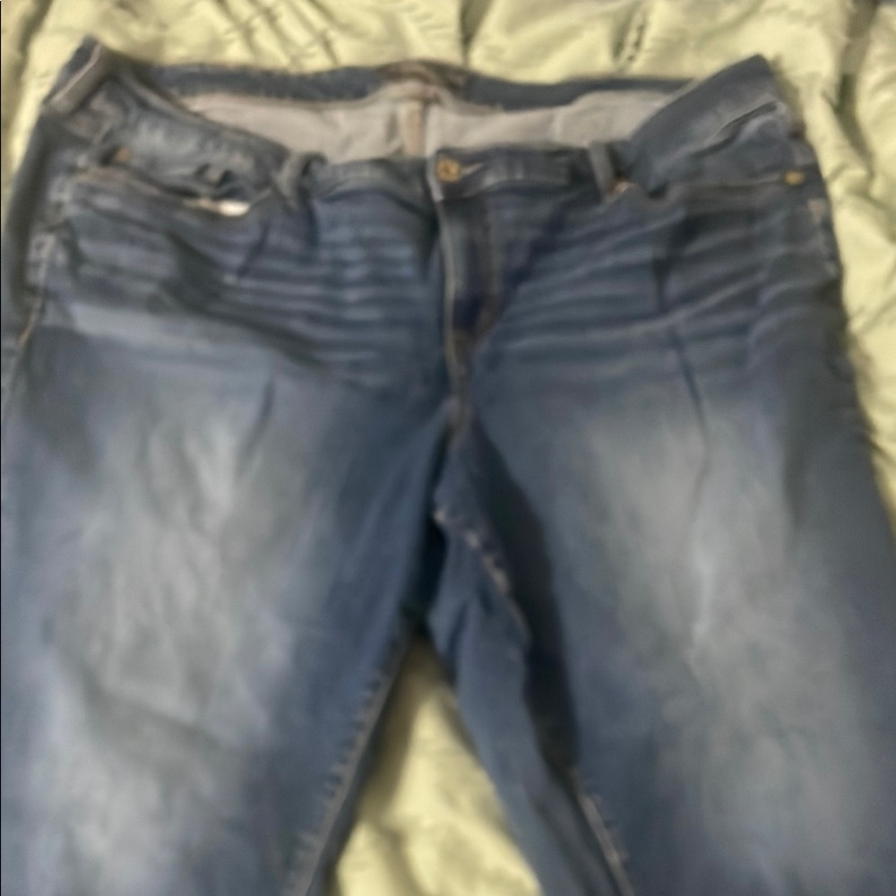 Torrid Blue Skinny Jeans with Distressed Details